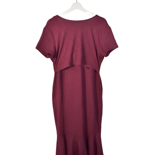 A Burgundy Short Sleeve Dresses from Mothercot in size XL for maternity. (Front View)