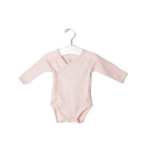A Pink Long Sleeve Bodysuits from Petit Bateau in size 0-3M for girl. (Front View)