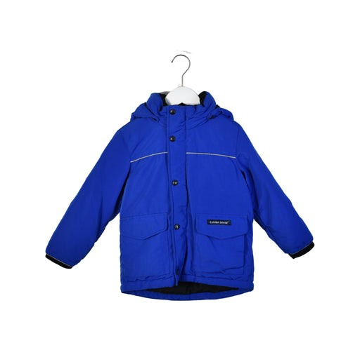 A Blue Puffer/Quilted Jackets from Canada Goose in size 6T for boy. (Front View)
