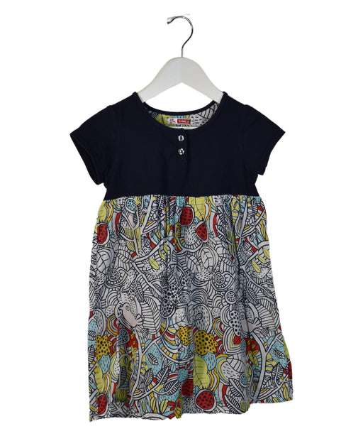 A Navy Short Sleeve Dresses from DPAM in size 5T for girl. (Front View)