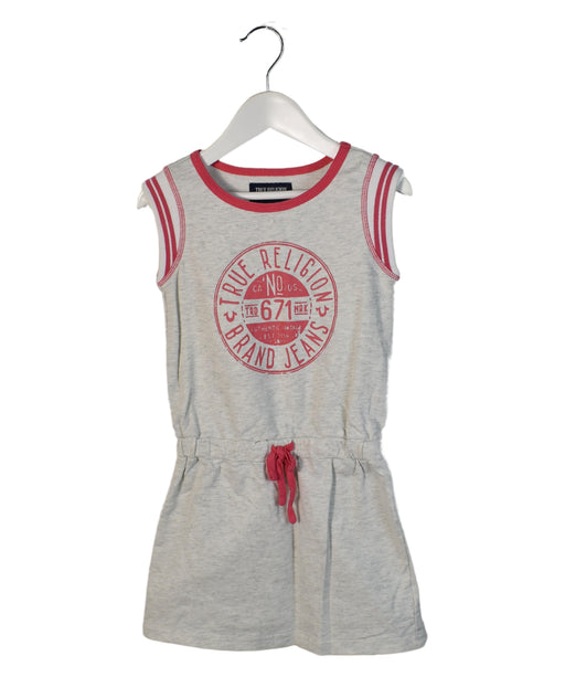 A Grey Sleeveless Dresses from True Religion in size 4T for girl. (Front View)