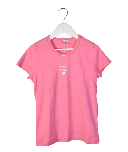 A Pink Short Sleeve T Shirts from Petit Bateau in size 10Y for girl. (Front View)