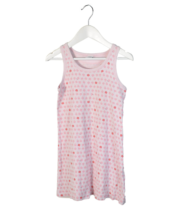 A Pink Sleeveless Dresses from Petit Bateau in size 4T for girl. (Front View)
