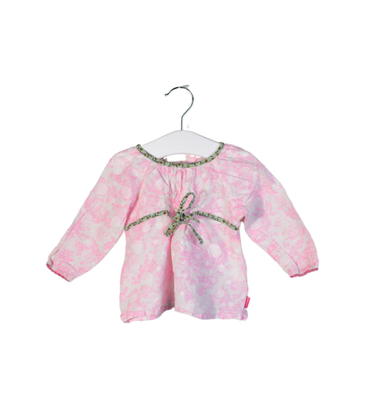 A Pink Long Sleeve Tops from Petit Patapon in size 6-12M for girl. (Front View)
