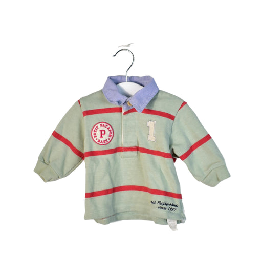 A Blue Long Sleeve Polos from Petit Patapon in size 3-6M for boy. (Front View)