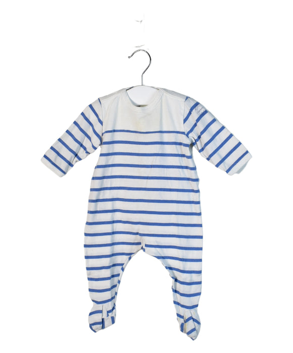 A Blue Long Sleeve Jumpsuits from Petit Bateau in size 0-3M for boy. (Front View)