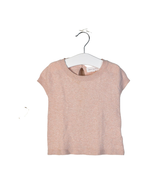 A Pink Short Sleeve Tops from Excuse My French in size 6-12M for girl. (Front View)