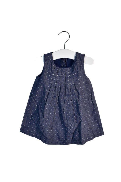 A Blue Sleeveless Dresses from The Little White Company in size 3-6M for girl. (Front View)