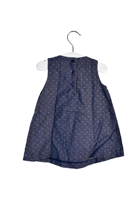 A Blue Sleeveless Dresses from The Little White Company in size 3-6M for girl. (Back View)