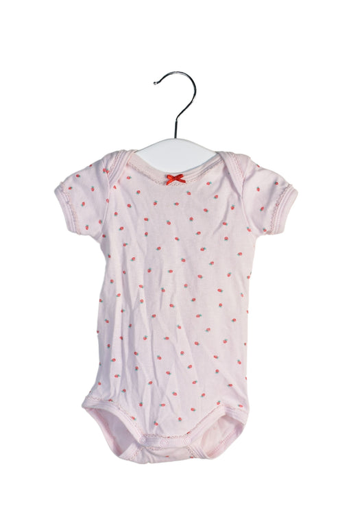 A Pink Short Sleeve Bodysuits from Petit Bateau in size 3-6M for girl. (Front View)