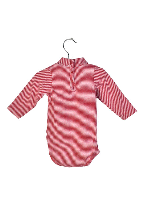 A Red Long Sleeve Bodysuits from Petit Bateau in size 3-6M for girl. (Back View)