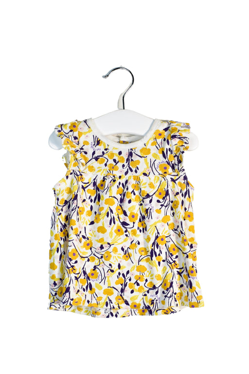 A Yellow Sleeveless Tops from Petit Bateau in size 12-18M for girl. (Front View)