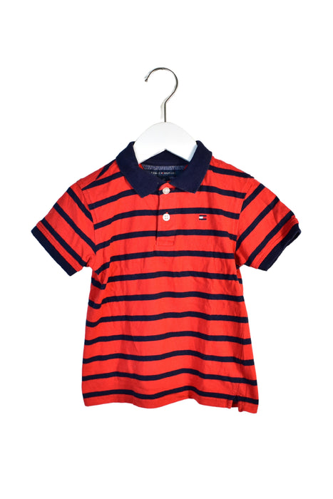 A Red Short Sleeve Polos from Tommy Hilfiger in size 4T for boy. (Front View)