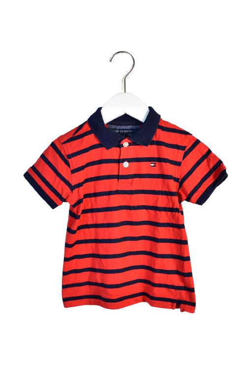 A Red Short Sleeve Polos from Tommy Hilfiger in size 4T for boy. (Front View)