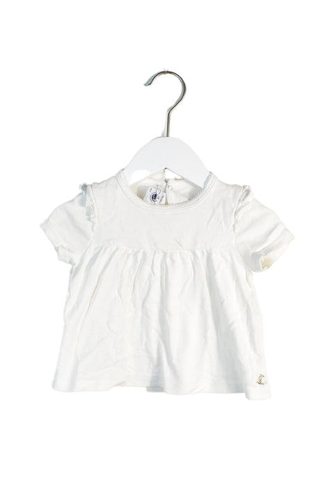 A White Short Sleeve Tops from Petit Bateau in size 12-18M for girl. (Front View)