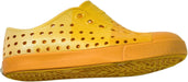 A Yellow Slip Ons from Native Shoes in size 18-24M for neutral. (Back View)