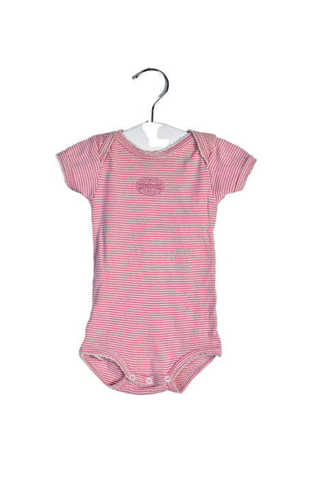 A Red Short Sleeve Bodysuits from Petit Bateau in size 0-3M for girl. (Front View)