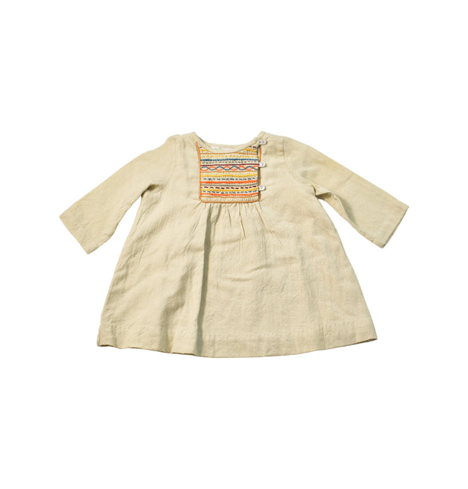 A Brown Long Sleeve Dresses from Bonpoint in size 3-6M for girl. (Front View)