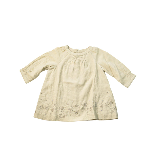 A Beige Long Sleeve Dresses from Bonpoint in size 3-6M for girl. (Front View)
