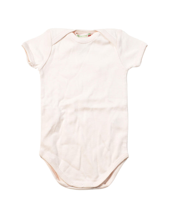 A Pink Short Sleeve Bodysuits from Bonpoint in size 0-3M for neutral. (Front View)