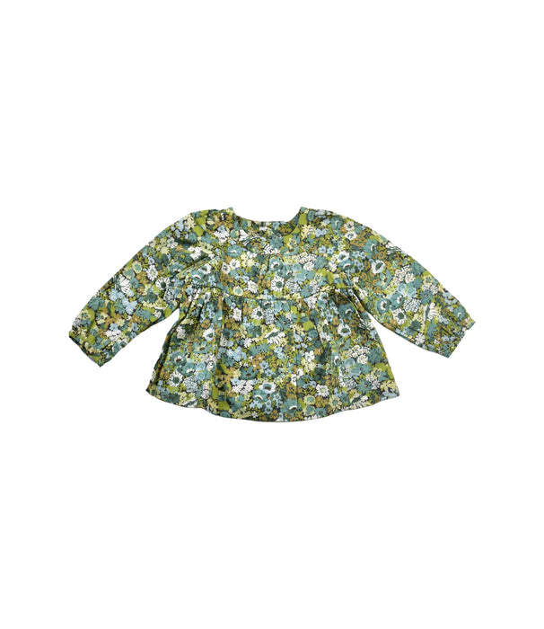 A Green Long Sleeve Tops from Bonpoint in size 6-12M for girl. (Front View)