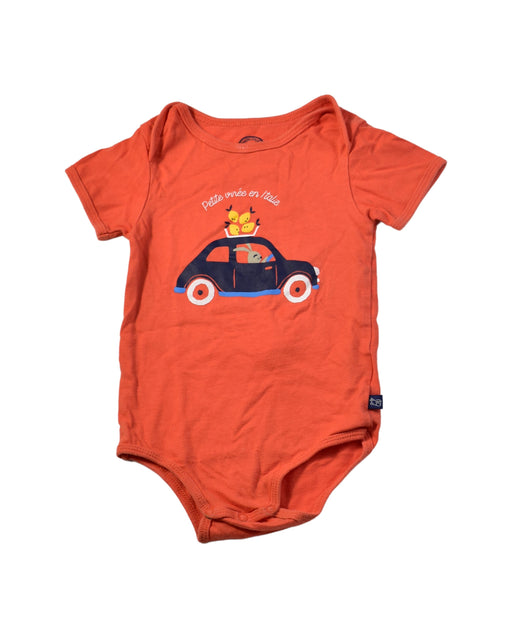 A Orange Short Sleeve Bodysuits from La Compagnie des Petits in size 12-18M for boy. (Front View)