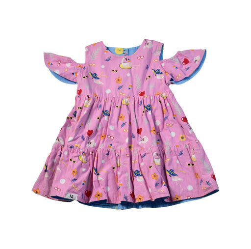 A Blue Sleeveless Dresses from Maison Q in size 6-12M for girl. (Front View)