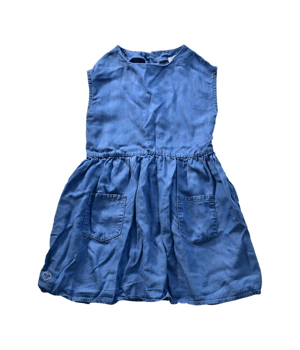 A Blue Sleeveless Dresses from Chateau de Sable in size 6T for girl. (Front View)
