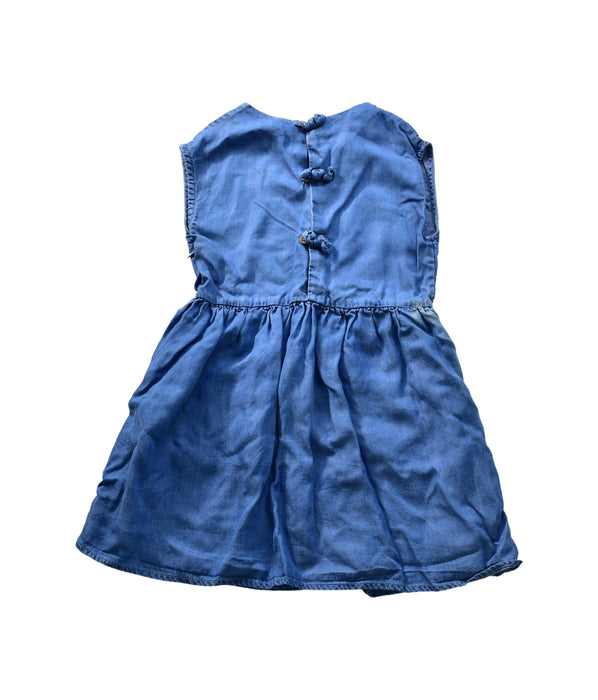 A Blue Sleeveless Dresses from Chateau de Sable in size 6T for girl. (Back View)