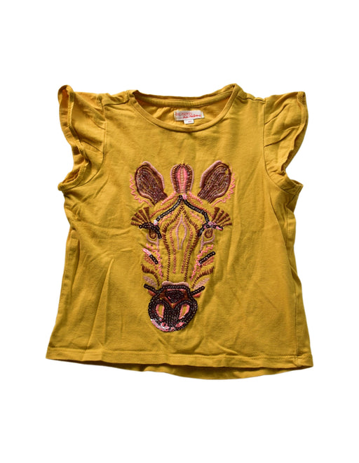A Yellow Short Sleeve Tops from DPAM in size 4T for girl. (Front View)
