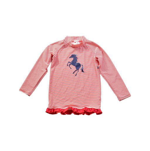A Red Rash Guards from Plum in size 4T for girl. (Front View)