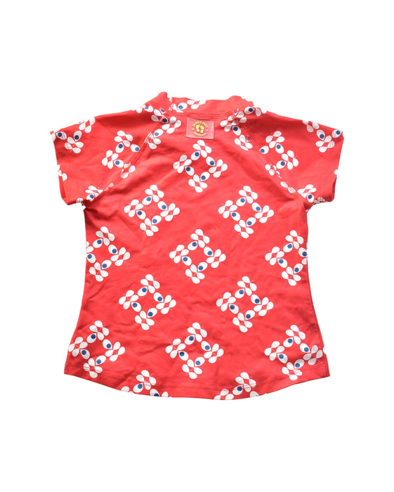 A Red Rash Guards from Sandy Feet Australia in size 6T for girl. (Back View)