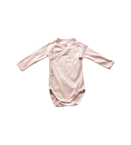 A Pink Long Sleeve Bodysuits from Petit Bateau in size 3-6M for neutral. (Front View)