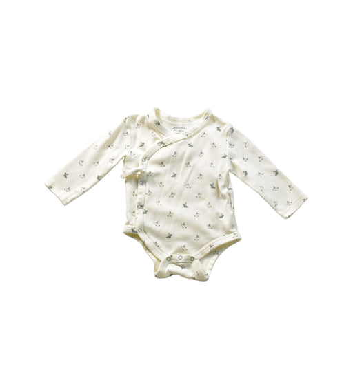 A White Long Sleeve Bodysuits from Pehr in size 3-6M for neutral. (Front View)