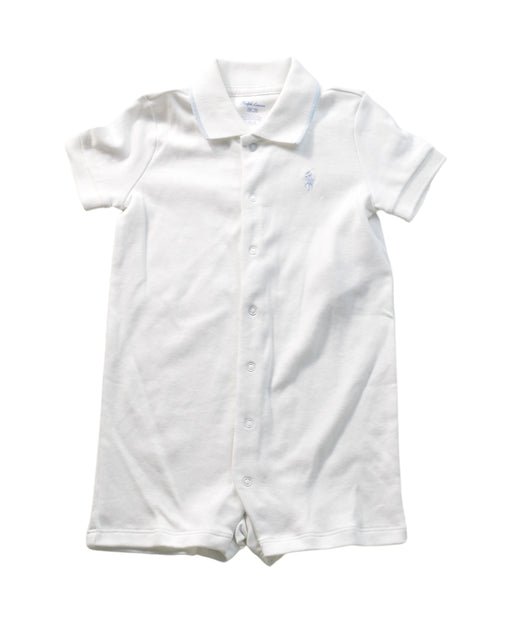 A White Short Sleeve Rompers from Ralph Lauren in size 6-12M for boy. (Front View)