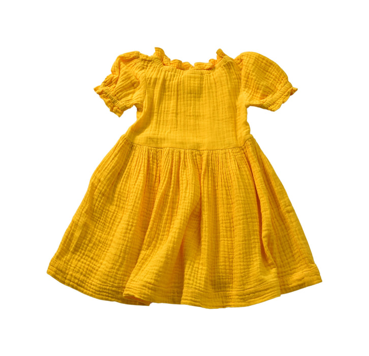 A Yellow Short Sleeve Dresses from Seed in size 12-18M for girl. (Back View)