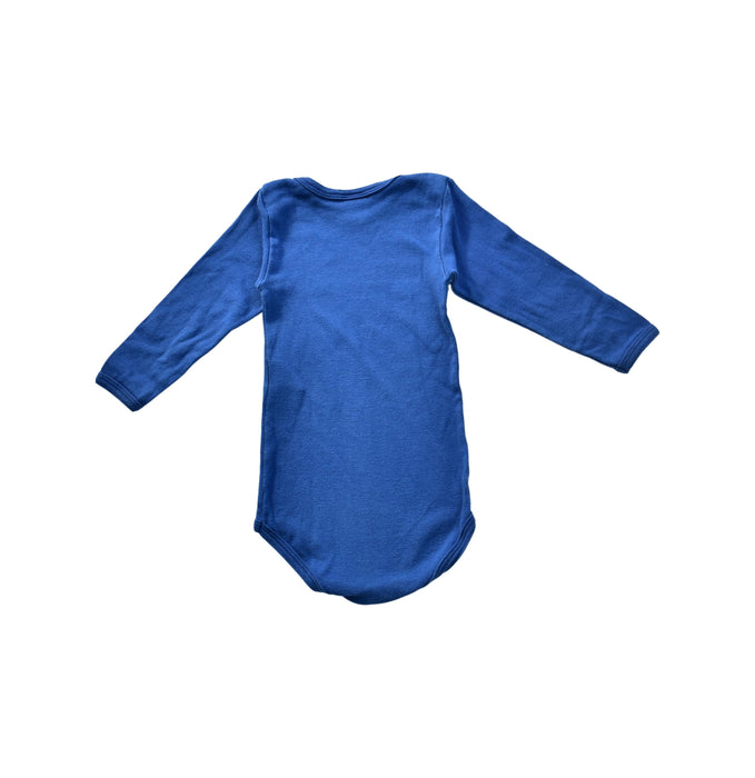 A Blue Long Sleeve Bodysuits from Petit Bateau in size 12-18M for boy. (Back View)
