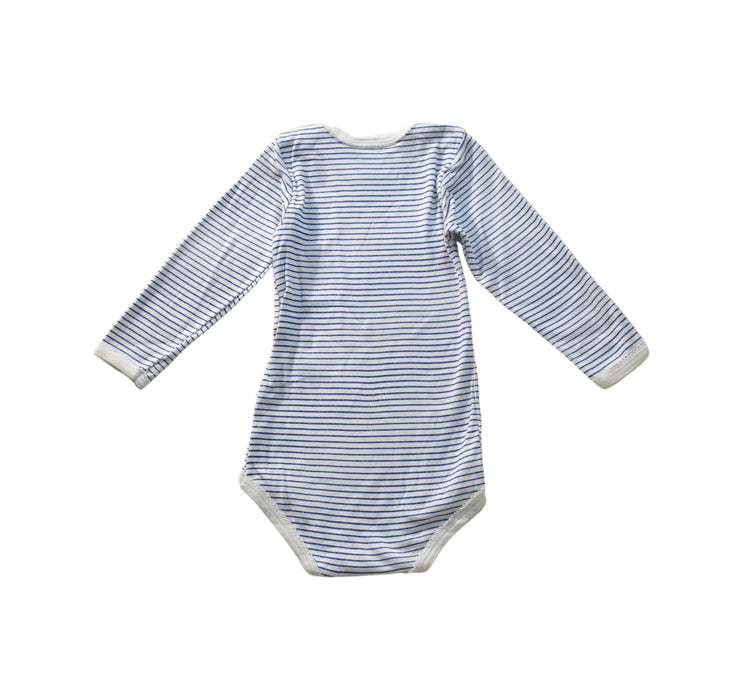 A Blue Long Sleeve Bodysuits from Petit Bateau in size 3T for neutral. (Back View)