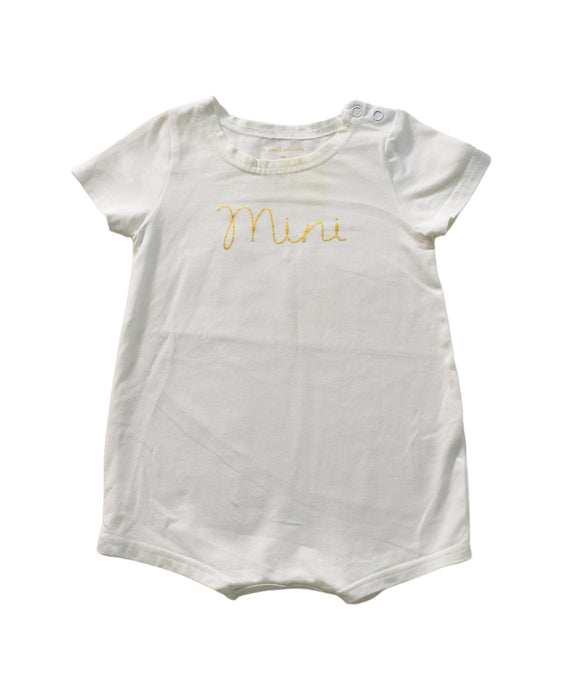 A White Short Sleeve Rompers from Le Petit Society in size 3-6M for girl. (Front View)