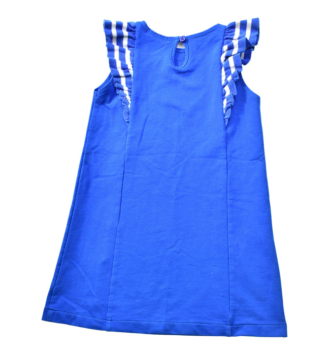 A Blue Sleeveless Dresses from Oaks of Acorn in size 4T for girl. (Back View)