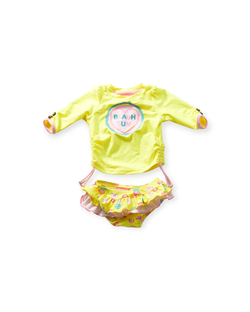 A Yellow Swim Sets from Sunuva in size 3-6M for girl. (Front View)