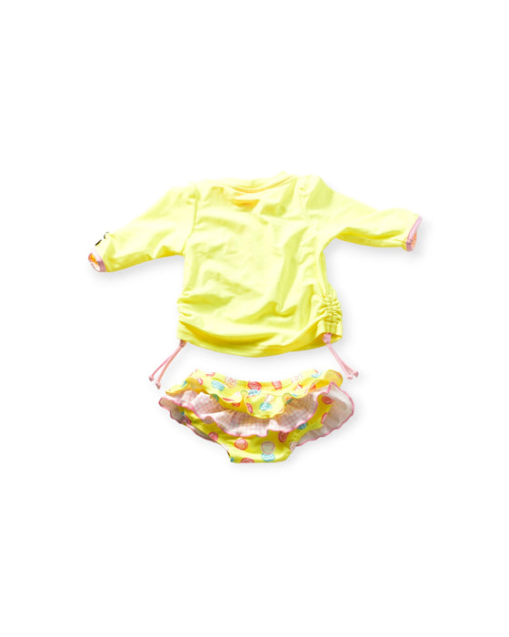 A Yellow Swim Sets from Sunuva in size 3-6M for girl. (Back View)