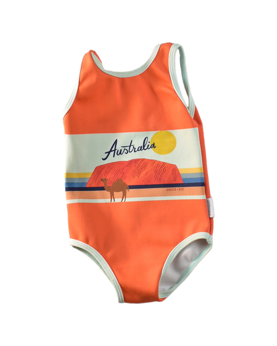 A Orange Swimsuits from Goldie + Ace in size 3-6M for girl. (Front View)