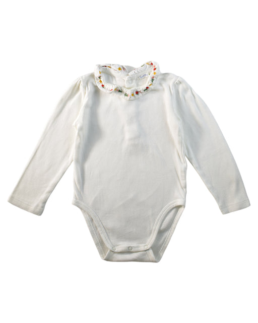 A White Long Sleeve Bodysuits from Bout'Chou in size 12-18M for girl. (Front View)
