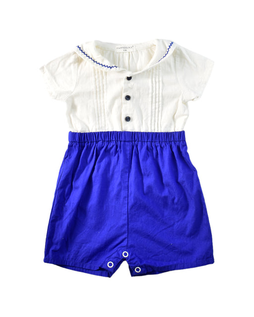 A White Short Sleeve Rompers from Happyology in size 0-3M for girl. (Front View)