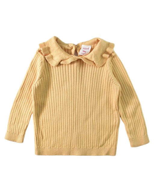 A Yellow Long Sleeve Tops from Seed in size 3-6M for girl. (Front View)