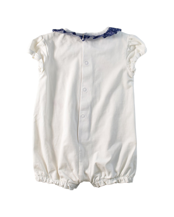 A White Short Sleeve Rompers from Mayoral in size 3-6M for girl. (Back View)