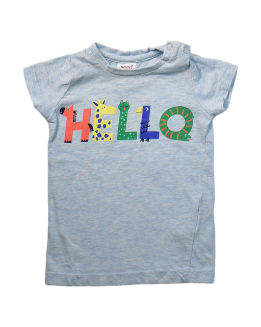A Blue Short Sleeve T Shirts from Seed in size 0-3M for neutral. (Front View)