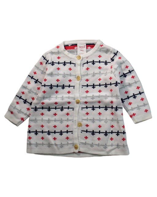 A White Cardigans from Seed in size 0-3M for neutral. (Front View)