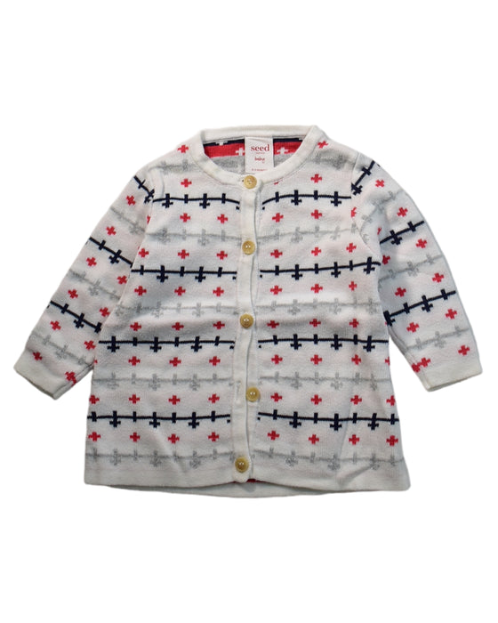 A White Cardigans from Seed in size 0-3M for neutral. (Front View)